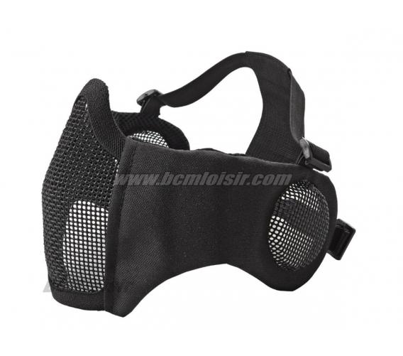 Masque Bas de Visage Grillagé Noir avec Protection Oreilles Stalker